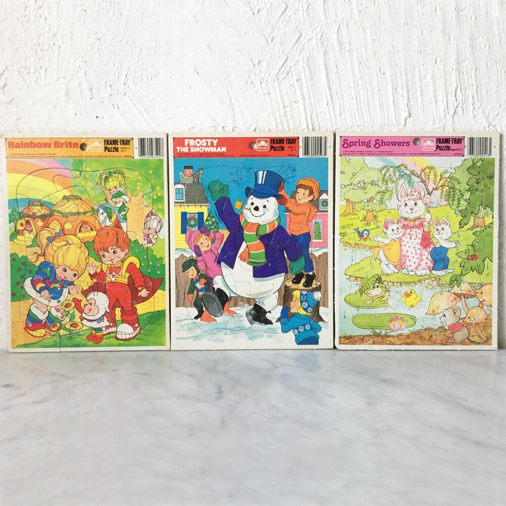 Vintage Frame Tray Puzzles 3 Whitman 1983 Rainbow Brite Frosty the Snowman